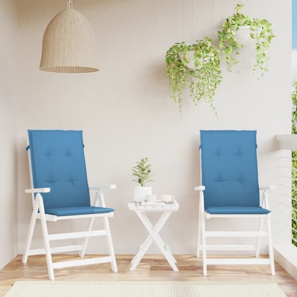 vidaXL Stolsdynor högt ryggstöd 2 st melerad blå 120x50x4 cm tyg