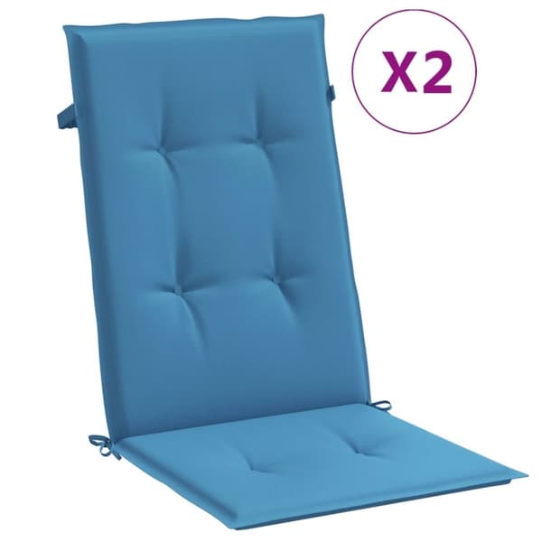 vidaXL Stolsdynor högt ryggstöd 2 st melerad blå 120x50x4 cm tyg