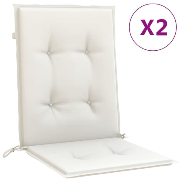vidaXL Stolsdynor lågt ryggstöd 2 st melerad gräddvit 100x50x4 cm tyg