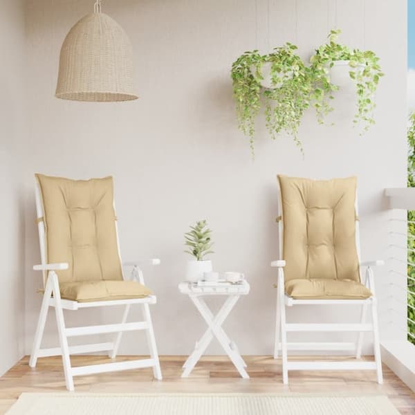 vidaXL stolehynder med høj ryg 2 stk. 120x50x7 cm stof beige