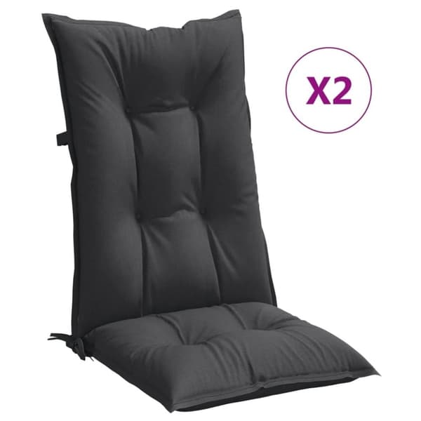 vidaXL Stolsdynor högt ryggstöd 2 st melerad antracit 120x50x7 cm tyg