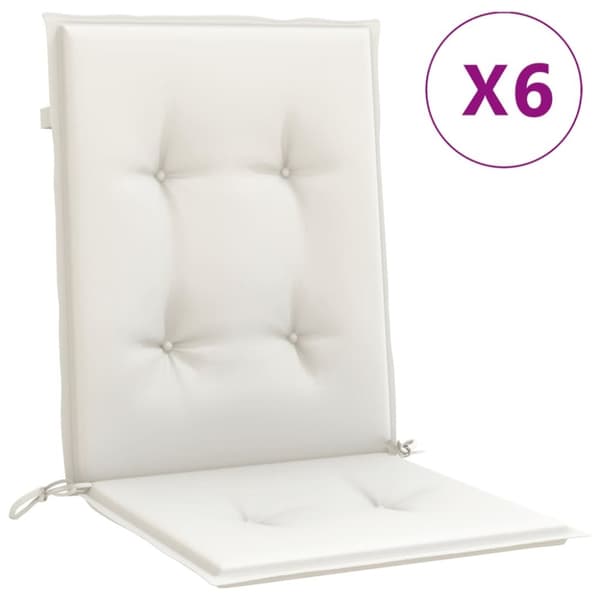vidaXL stolehynder med lav ryg 6 stk. 100x50x4 cm stof cremefarvet