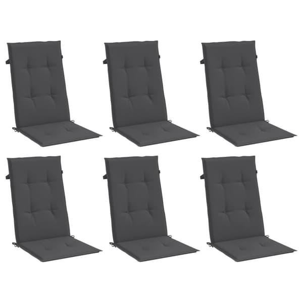 vidaXL Stolsdynor högt ryggstöd 6 st melerad antracit 120x50x4 cm tyg