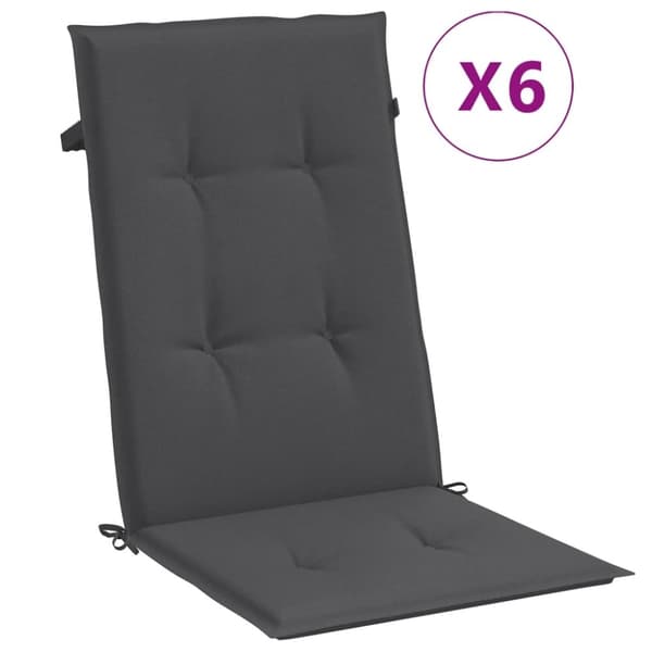 vidaXL Stolsdynor högt ryggstöd 6 st melerad antracit 120x50x4 cm tyg