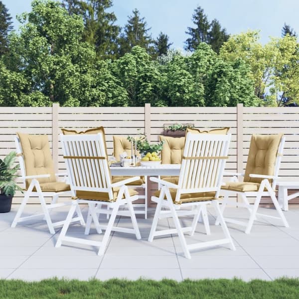 vidaXL Stolsdynor högt ryggstöd 6 st melerad beige 120x50x7 cm tyg