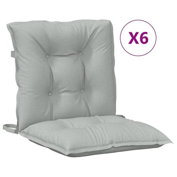 vidaXL stolehynder med lav ryg 6 stk. 100x50x7 cm stof lysegrå