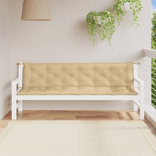 vidaXL Bänkdyna 2 st melerad beige 200x50x7 cm tyg