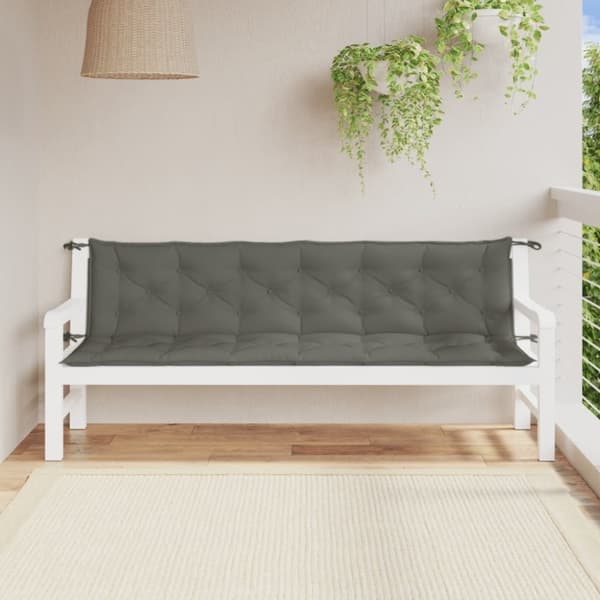 vidaXL Bänkdyna 2 st melerad mörkgrå 200x50x7 cm tyg