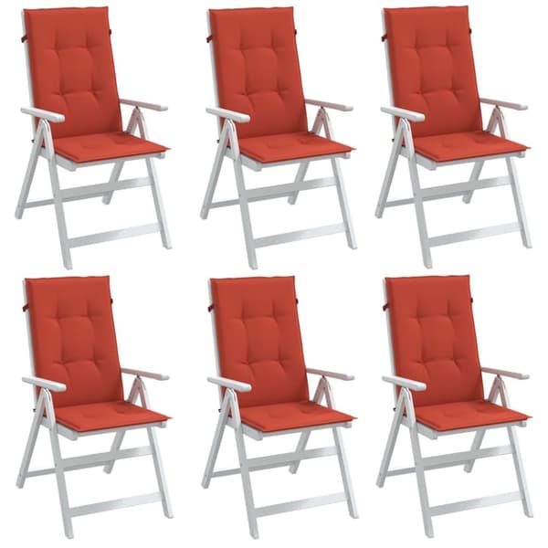 vidaXL Korkeaselkätuolin tyynyt 6 kpl punainen 120x50x4 cm kangas