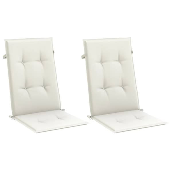 vidaXL Stolsdynor högt ryggstöd 2 st melerad gräddvit 120x50x4 cm tyg