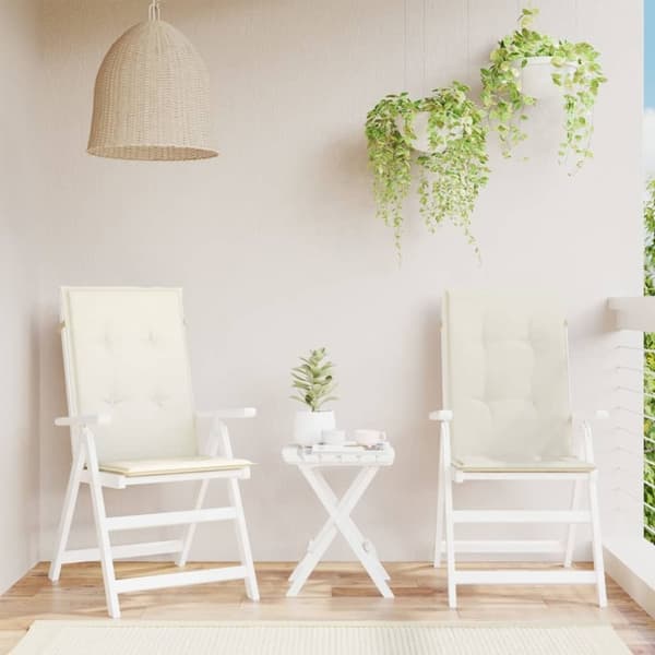 vidaXL Stolsdynor högt ryggstöd 2 st melerad gräddvit 120x50x4 cm tyg