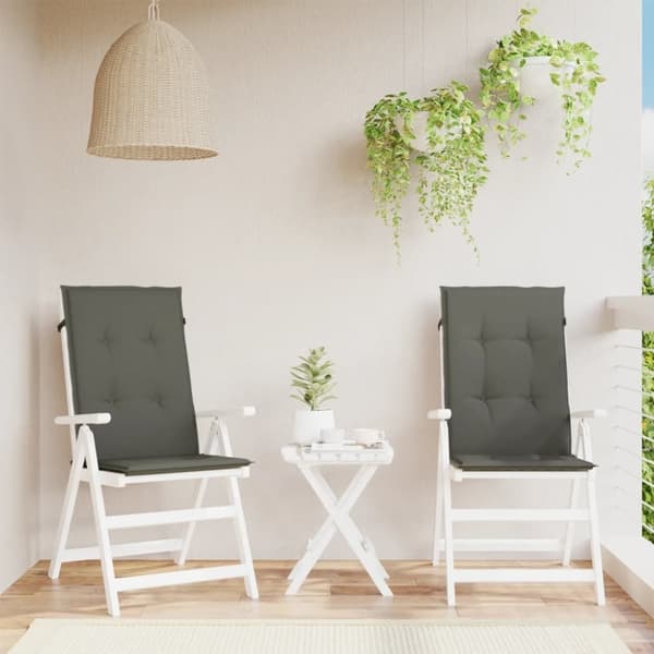 vidaXL Stolsdynor högt ryggstöd 2 st melerad mörkgrå 120x50x4 cm tyg