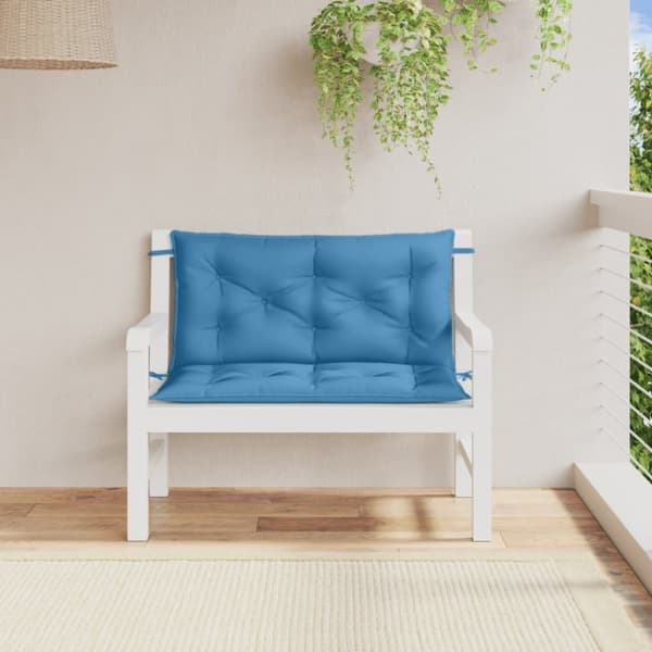 vidaXL hynder til havebænk 2 stk. 100x50x7 cm stof meleret blå