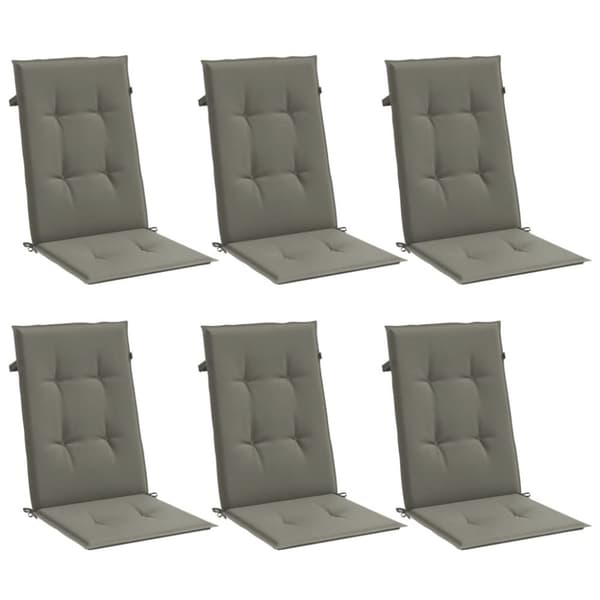 vidaXL Stolsdynor högt ryggstöd 6 st melerad mörkgrå 120x50x4 cm tyg