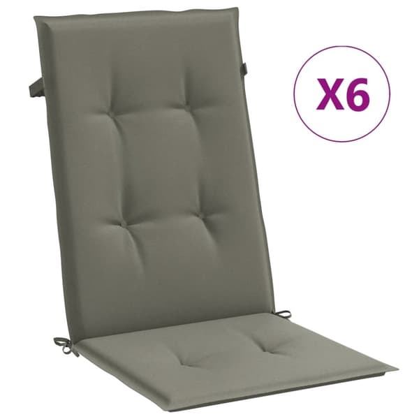 vidaXL Stolsdynor högt ryggstöd 6 st melerad mörkgrå 120x50x4 cm tyg
