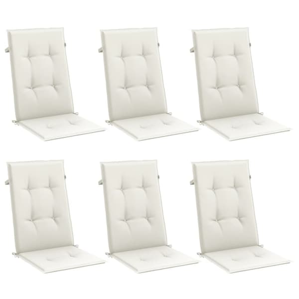 vidaXL Stolsdynor högt ryggstöd 6 st melerad gräddvit 120x50x4 cm tyg