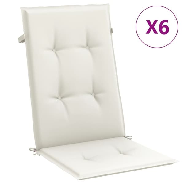 vidaXL Stolsdynor högt ryggstöd 6 st melerad gräddvit 120x50x4 cm tyg