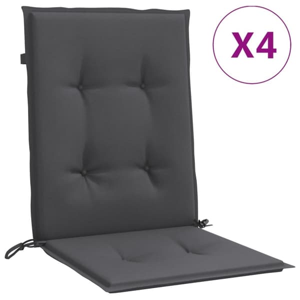 vidaXL Stolsdynor lågt ryggstöd 4 st melerad antracit 100x50x4 cm tyg
