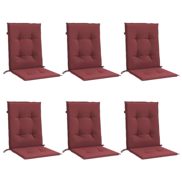 vidaXL Stolsdynor lågt ryggstöd 6 st melerad vinröd 100x50x4 cm tyg