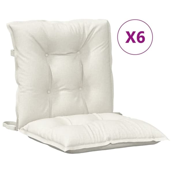 vidaXL Stolsdynor lågt ryggstöd 6 st melerad gräddvit 100x50x7 cm tyg