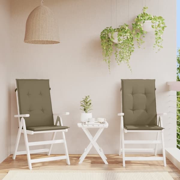 vidaXL Stolsdynor högt ryggstöd 2 st melerad taupe 120x50x4 cm tyg
