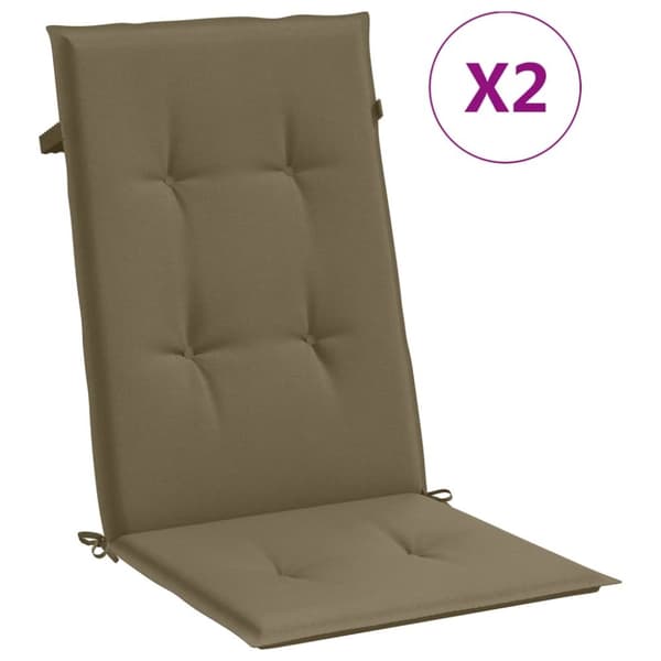 vidaXL Stolsdynor högt ryggstöd 2 st melerad taupe 120x50x4 cm tyg