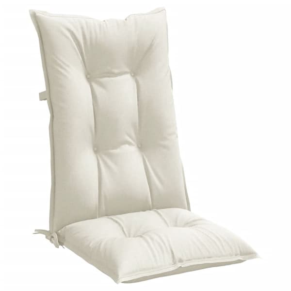 vidaXL Stolsdynor högt ryggstöd 4 st melerad gräddvit 120x50x7 cm tyg