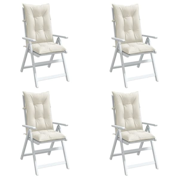 vidaXL Stolsdynor högt ryggstöd 4 st melerad gräddvit 120x50x7 cm tyg