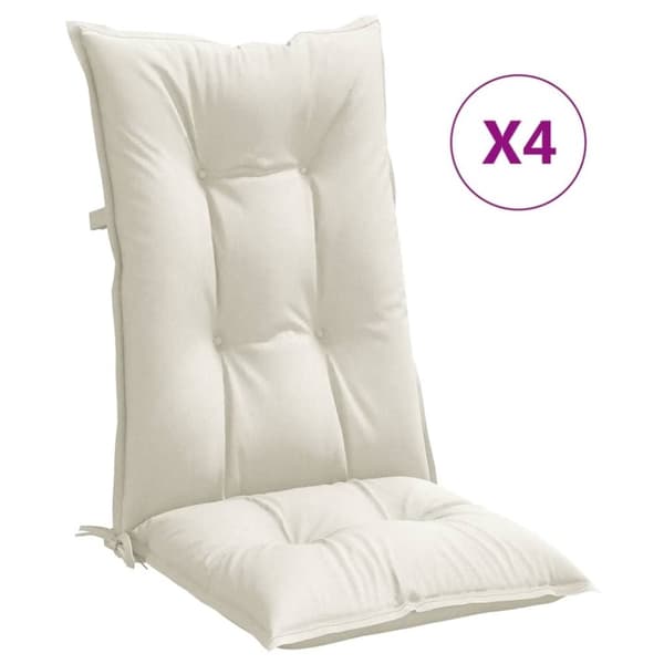 vidaXL stolehynder med høj ryg 4 stk. 120x50x7 cm stof cremefarvet