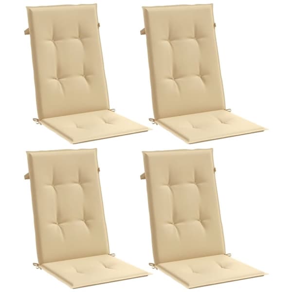 vidaXL stolehynder med høj ryg 4 stk. 120x50x4 cm stof beige