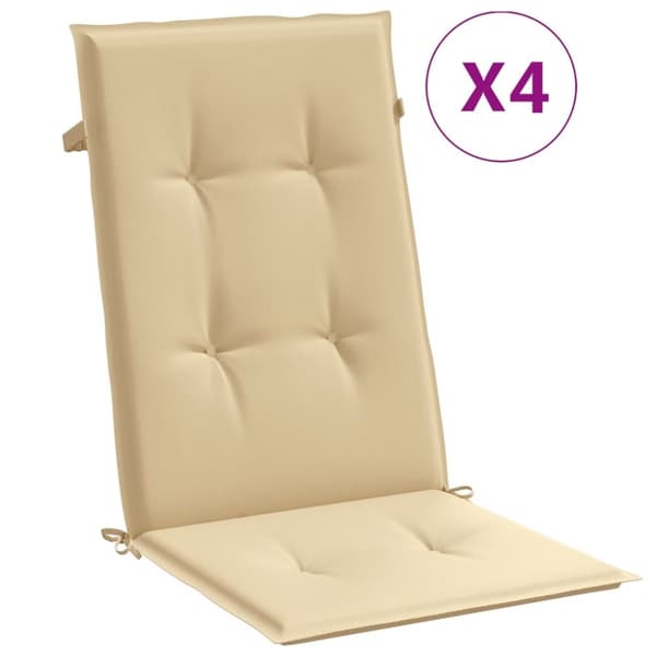 vidaXL stolehynder med høj ryg 4 stk. 120x50x4 cm stof beige