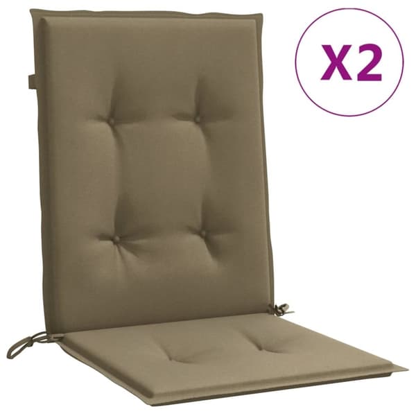vidaXL stolehynder med lav ryg 2 stk. 100x50x4 cm stof gråbrun