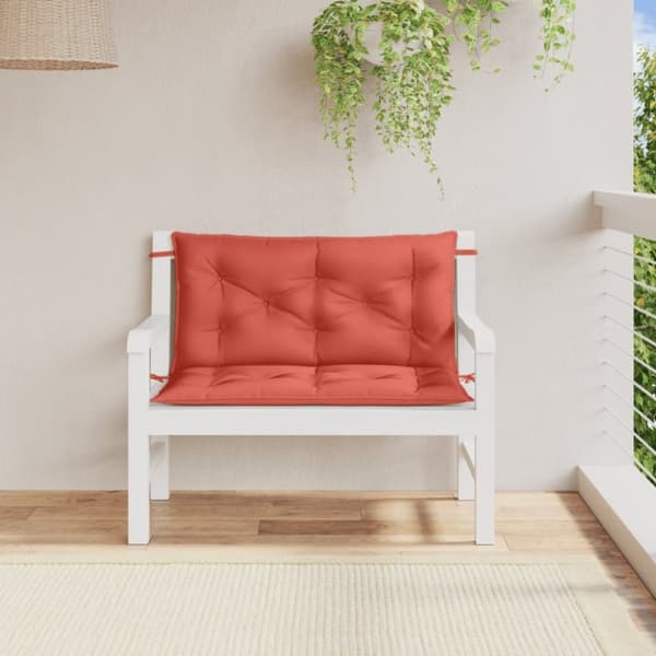 vidaXL Bänkdyna 2 st melerad röd 100x50x7 cm tyg