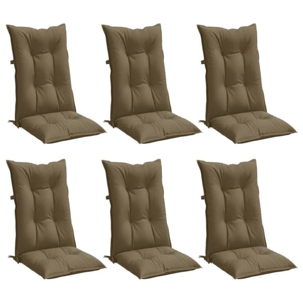 vidaXL Stolsdynor högt ryggstöd 6 st melerad taupe 120x50x7 cm tyg