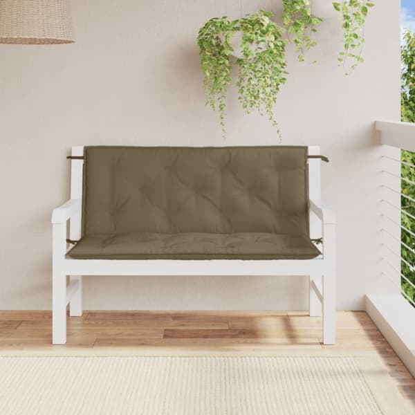 vidaXL hynder til havebænk 2 stk. 120x50x7 cm stof meleret gråbrun