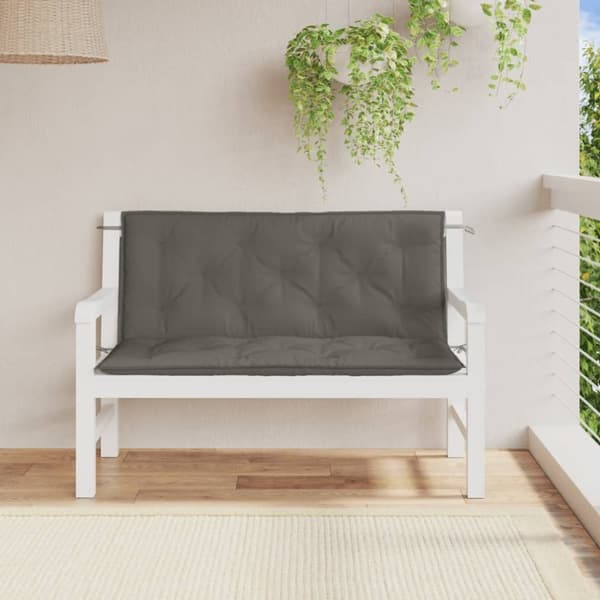 vidaXL Bänkdyna 2 st melerad mörkgrå 120x50x7 cm tyg