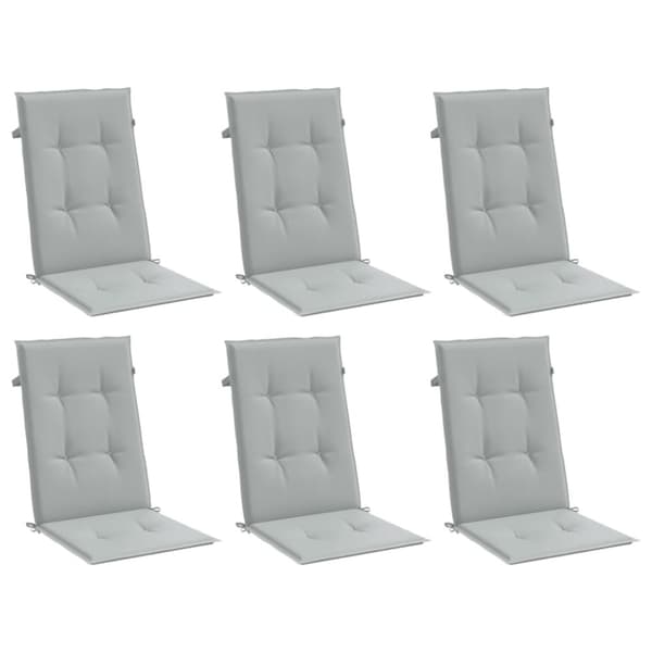 vidaXL Stolsdynor högt ryggstöd 6 st melerad ljusgrå 120x50x4 cm tyg