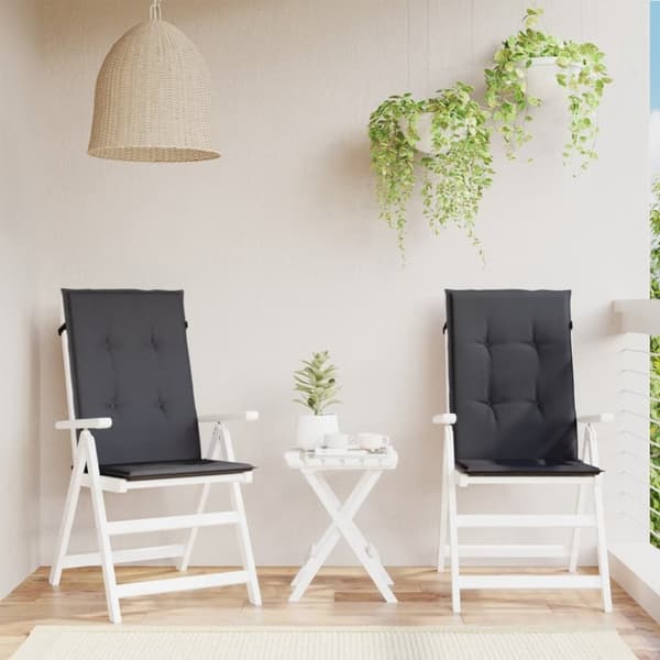 vidaXL Stolsdynor högt ryggstöd 2 st melerad antracit 120x50x4 cm tyg