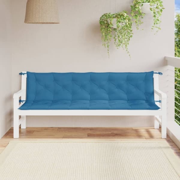 vidaXL Bänkdyna 2 st melerad blå 200x50x7 cm tyg