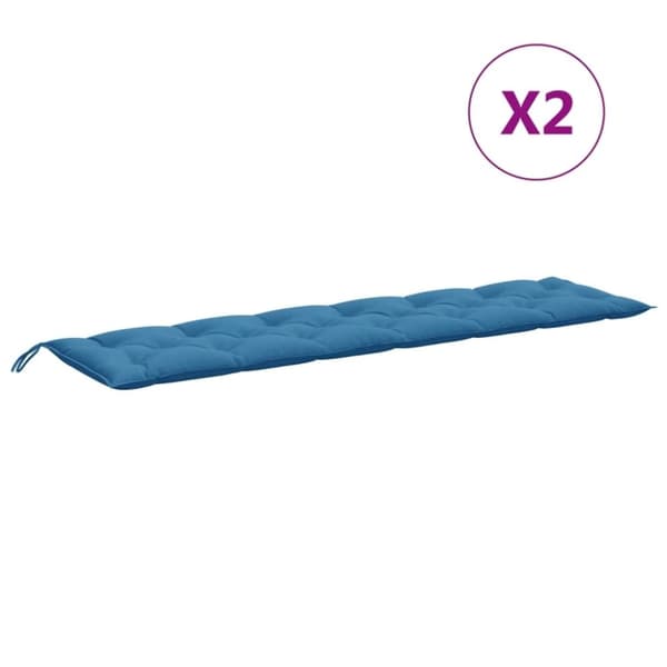 vidaXL Bänkdyna 2 st melerad blå 200x50x7 cm tyg