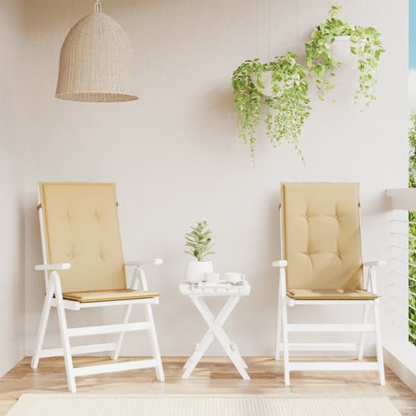 vidaXL stolehynder med høj ryg 2 stk. 120x50x4 cm stof beige
