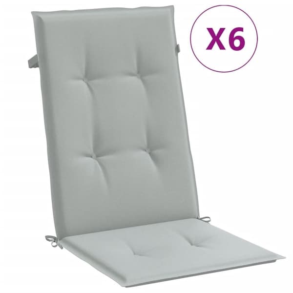 vidaXL stolehynder med høj ryg 6 stk. 120x50x4 cm stof lysegrå