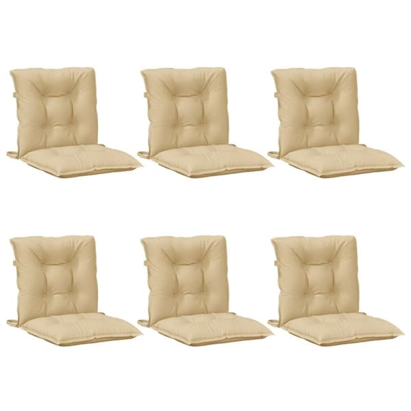 vidaXL stolehynder med lav ryg 6 stk. 100x50x7 cm stof beige