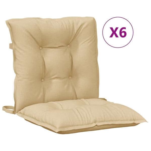 vidaXL stolehynder med lav ryg 6 stk. 100x50x7 cm stof beige