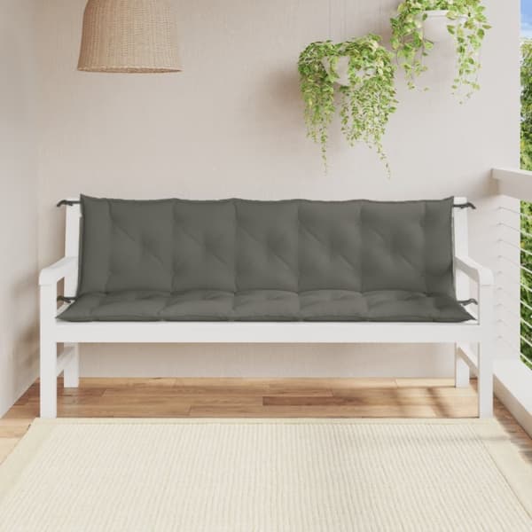 vidaXL Bänkdyna 2 st melerad mörkgrå 180x50x7 cm tyg
