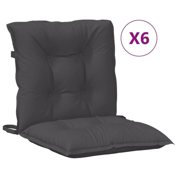 vidaXL stolehynder med lav ryg 6 stk. 100x50x7 cm stof antracitgrå