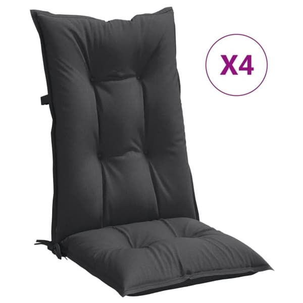 vidaXL stolehynder med høj ryg 4 stk. 120x50x7 cm stof antracitgrå