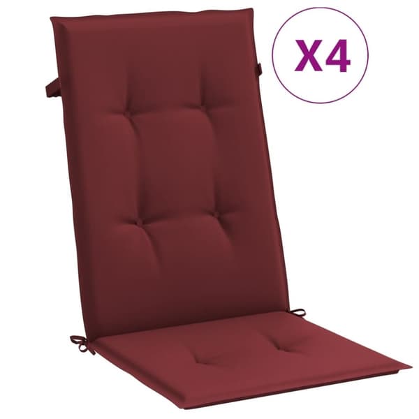 vidaXL stolehynder med høj ryg 4 stk. 120x50x4 cm stof vinrød
