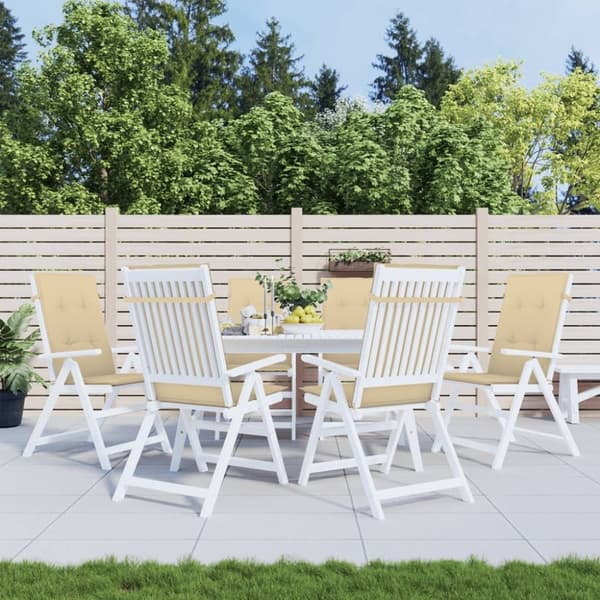 vidaXL stolehynder med høj ryg 6 stk. 120x50x7 cm stof beige