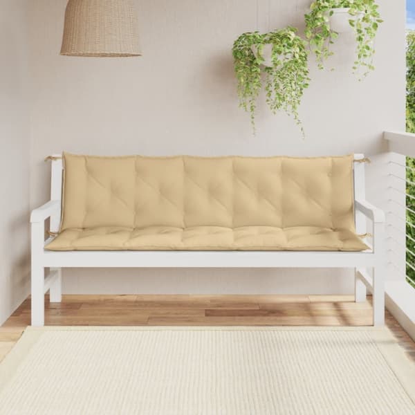 vidaXL Bänkdyna 2 st melerad beige 180x50x7 cm tyg